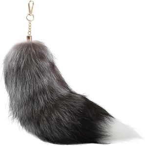 Goiern Colgante de cola de zorro de aproximadamente 40 cm, accesorios para coche, extragrande, llavero, llavero, colgante, suave, mullido, bolso de mano, decoración, Diseño 1, L