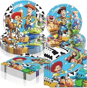 Cartoon Story Accessoires fête Assiettes, Serviettes, pour décoration de fête d'anniversaire, pour 10 invités