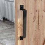 SMARTSTANDARD 12" Sliding Barn Door Pull Handle, Heavy Duty Steel Gate Handle for Garage, Black