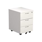 Office Hippo Heavy Duty 3 Drawer Mobile Pedestal Storage Cabinet, Office Storage, Office Cabinet with Lockable Storage, 5 Year Wty - White