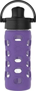 Lifefactory 12-Ounce Glass Water Bottle with Active Flip Cap and Protective Silicone Sleeve, Iris