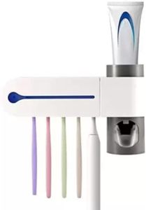 Lapras 𝟏𝟓 𝐘𝐞𝐚𝐫𝐬 𝐆𝐮𝐚𝐫𝐚𝐧𝐭𝐞𝐞, UV Toothbrush Holder with Automatic Toothpaste Dispenser, Wall Mounted Organizer with 5 Toothbrush Slots, UV Sanitizer & Cleaner for Home Bathroom