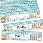 25 Retro Teacher Name Plate for Desk Classroom - Student Desk Name Tags Classroom Kindergarten for Classroom, Number Lines for Students Desk, Name Plate for Desk Kids Name Plates