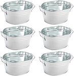 Juvale 6-Pack Small Galvanized Planter with Handles, Outdoor Flower Pots for Party Favors, Galvanized Tub Event Centerpieces, Rustic-Style Home Decorations (7.5x6.4x4 in)