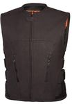 True Element Mens Swat Team Style Leather Motorcycle Vest with Side Size Adjustment (Black, XX-Large)