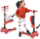 Hurtle 6 Wheeled Scooter for Kids - Stand & Cruise Child/Toddlers Toy Folding Kick Scooters w/Adjustable Height, Anti-Slip Deck, Flashing Wheel Lights, for Boys/Girls 2-12 Year Old - Hurtle