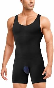 IFKODEI Men Shapewear Tummy Control Bodysuit Waist Trainer Full Body Shaper Fajas Compression Shirts Shorts Slim Belly, Black