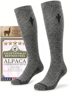 Heat equation Alpaca Compression Socks for Men & Women, 15-20 mmHg Knee High Graduated Circulation Support, Moisture Wicking S/M Charcoal Gray