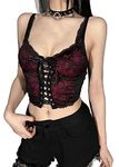 DINGJIUYAN Gothic top,Camisole Tops for Women,Goth Tops for Women UK,Fishnet top,Crop top alternatve,Womens Sexy Tops,y2k top,Fishnet top Woman,Gothic Tops for Women Red Sleevless M