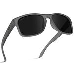 WearMe Pro - Premium Polarized Mirror Lens Classic Square Style Sunglasses (Frosted Grey Frame/Black Lens, 53)