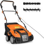 TANGZON 2000W 2-in-1 Electric Lawn Scarifier and Aerator, Garden Grass Dethatcher Rake with 40cm Working Width, 3-Position Height, 5-Position Depth Adjustment, Scarifier Weeder (Orange & Black)