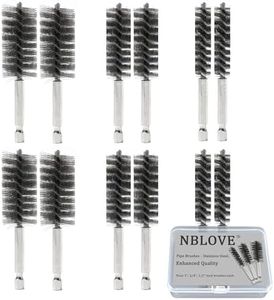 3 Sizes (1", 3/4", 1/2") Pipe Brushes - Stainless Steel Wire Bore Brushes for Power Drill of 1/4" Hex Shank, Boasting Enhanced Quality, Smart Design and Wide-ranging Application, Set 2 (12 pieces)