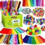 Arts and Crafts Supplies for Kids - 1400Pcs+ Kids Crafts for Kids with Construction Paper, Pom Poms, Googly Eyes & Pony Beads, DIY Crafts Activties Halloween Christmas Set Gifts for Kids Ages 4-12