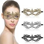 Amaxiu Masquerade Lace Masks for Women, 3 Pack Halloween Masquerade Party Mask Soft Venetian Masks Costume Party Mask for Evening Prom(B)