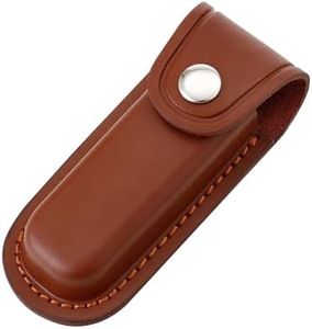 Pocket Knife Sheath, 4" Folding Pocket EDC Knife Case, Portable Pouch Knife Leather Holster with Snap Closure and Belt Loop, Accessory for Outdoor Climbing, Camping, Cycling and Hiking, Brown