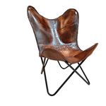 SAINTSTAG Vintage Leather Antique Butterfly Chair for Relaxing || Leather Butterfly Chair || Folding Chair for Home Décor || Leather Recliner Chairs for Living Room (Cover with Black Leg)