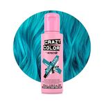 Crazy Color Vibrant Blue Jade Semi-Permanent Hair Dye. Highly Pigmented Teal Aquamarine Conditioning & Oil Nourishing Vegan Formula | No Bleach or Ammonia | 100ml