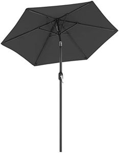 SONGMICS Parasol de Jardin 270 cm, Protection Solaire UPF 50+, Ombrelle, Inclinaison 30°, avec Manivelle, pour Terrasse, Balcon, Piscine, sans Socle, Gris GPU27GY