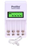 Prolite EneMAX Quad Battery Charger (with LCD Display) for 1/2/3/4 AA & AAA Rechargeable Ni-MH/Ni-Cd Batteries | Auto Cut-Off at Full Charge, Bad Cell Detection