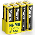 POWXS AAA Rechargeable Batteries (8 Count) 1.2V 1100mAh NiMH AAA Batteries Rechargeable for Household and Business - 1300 Cycles