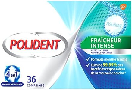 Polident Nettoyant Quotidien, Pour Prothèses Dentaires Partielles ou Complètes,Fraîcheur Intense, 36 Comprimés