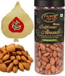 Bhai Dooj Gift - Badam Jar 250gms, Ganesh Ji Pack of Roli, Chawal, Chandan, Mishri for Brother Bhaiya Tikka & Personal Message