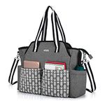 CURMIO Teacher Work Bag for Women, Portable Teacher Utility Tote Bag with Padded Laptop Sleeve, Grey