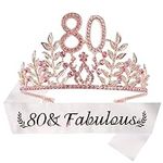 80th Birthday Party Decorations Supplies, 80th Birthday Gifts, 80th Birthday Tiara and Sash, 80th Happy Birthday, 80 & Fabulous Pink Satin Sash, Happy 80th Birthday Party Supply, It's my 80th Birthday
