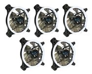 APEVIA 512L-CWH 120mm Silent Dual Rings White LED Fan with 32 x LEDs & 8 x Anti-Vibration Rubber Pads (5 Pk)