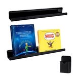 2pcs Magnetic Book Shelves, Whiteboard Magnetic Ledge with Magnetic Marker Holder, Floating Book Shelf Magnetic Book Display Magnetic Book Tray Rack for Classroom Office Fridge (Black)