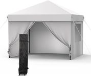 GarveeTech Grey 10x10 Pop Up Canopy with 4 Removable Sidewalls and Windows, 3 Adjustable Heights Commercial Shelter, Portable Enclosed Instant Tent with Wheeled Carry Bag, Waterproof Outdoor Gazebo