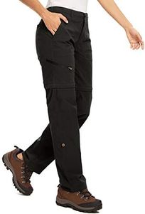 Women Hiking Pants Convertible Quick Dry Waterproof Zip Off Lightweight Outdoor Travel Safari Camping Waterproof Pants,2192,Black,US 10