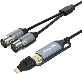 HOSONGIN MIDI Cable, MIDI to USB C Cable, 6 Feet Type C to 5-PIN MIDI Interface Adapter for Connecting with Keyboards, Synthesizers, and Drums for Editing and Recording