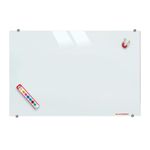 ALKOSIGN Frameless Glass Boards 5 x 4 ft – Magnetic Dry Erase Board with 6 Strong Magnets | Magnetic Writing Board for Office, School, College, Conference Room – White (Large)