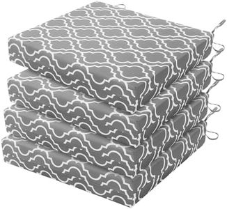 HARBOREST Outdoor Chair Cushions Set of 4 - Square Corner Waterproof Outdoor Cushions for Patio Furniture - Patio Furniture Cushions with Ties, 18.5"x16"x3", Grey Geometry