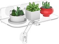 Hexsonhoma Clear Acrylic Window Shelf for Plants, Window Sill Plant Shelf with Strong Cup Suction, 12 Inch Hanging Window Plant Shelves for Plants, Camera, Picture Frame(1 Pack)