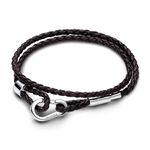 Pandora Moments Brown braided double leather bracelet with sterling silver clasp