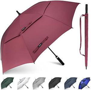 Gonex 68 Inch Extra Large Golf Umbrella, Automatic Open Travel Rain Umbrella with Windproof Water Resistant Double Canopy, Oversize Vented Umbrellas for 2-3 Men and UV Protection, Wine