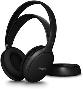 Philips SHC5200M2 Wireless TV Headphones with 30 Hours Playtime, 30M Range, 2.4G Digital Connection, Comfortable Supraaural Seat, Replaceable Battery, Clear Dialogue Sound - Black