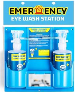 Frifreego Portable Eye Wash Station with Eyewash Bottles, Emergency Wall Mount Eyewash Station, Self-contained Eye Wash Kit with Mirror&16.09oz Bottles, First-aid Eye Wash Unit, NO Eyewash Solution