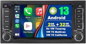 Car Radio for VW T5 Multivan & VW Touareg & VW T5 California 2003-2012, 7 Inch Updated Android 13.0 Radio with Bluetooth WiFi Navigation GPS USB FM DAB+ Wireless CarPlay and Android Car (2GB + 32GB)