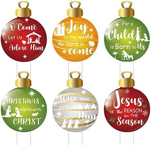 6 Pieces Christmas Ball Yard Signs Jesus Is The Reason for The Season Christmas Nativity Outdoor Decoration Manger Scene Religious Lawn Decorations for Christmas Church Home Decoration (Classic Style)