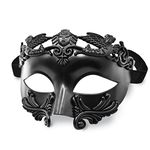 MYSEUNI Black Masquerade Mask for Men - Greek Roman Venetian Mask Mardi Gras Mask