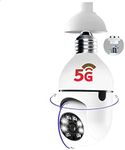 5G Light Bulb Camera,E27 Bulb Surveillance Camera Wireless WiFi Video Security Monitor Night Vision Automatic Human Tracking Camera,Home Security Webcam Two Way Voice