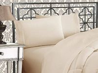 Elegant Comfort 1500 Thread Count Wrinkle & Fade Resistant Egyptian Quality Ultra Soft Luxurious 4-Piece Bed Sheet Set with Deep Pockets, Queen Beige