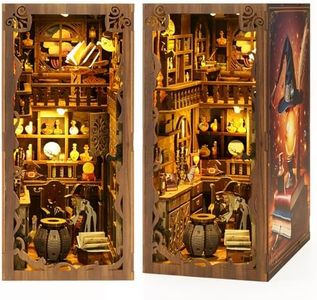 Book Nook Kit for Adult - THRIVINGIVAN Miniature Model Build Dollhouse Kit 3D Wooden Puzzle with Sensor Led Light for Bookshelf Bookend Insert Decor Adults Teen Crafts(Magic Bookstore)