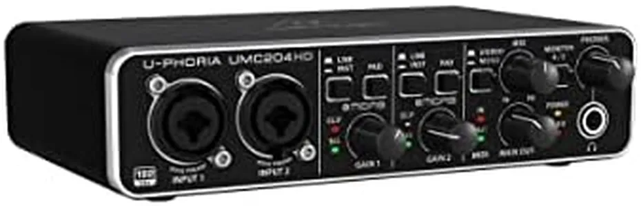 Behringer U-Phoria UMC204HD Audiophile 2x4 USB Audio/MIDI Interface with MIDAS Mic Preamplifiers, 24-Bit/192kHz Resolution