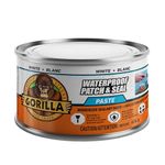 Gorilla Waterproof Patch & Seal Rubberized Sealant Paste, 1lb/454g Can, White - Stops Leaks, Flexible Gap & Crack Filler, Shrink & Mildew Resistant, Paintable