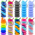 10 Pack Collapsible Water Bottles, 16 oz Travel Water Bottle Silicone Foldable Water Bottles, Portable Sport Water Bottle Reusable Leakproof Water Bottle Bulk for Travel Camping Hiking (Mixed Color)