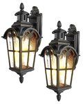 DEWENWILS Motion Sensor Outdoor Wall Lights, 2-Pack Dusk to Dawn Exterior Lantern Fixture, Roman Vintage Wall Mount Waterproof Porch Light, Water Ripple Glass, for Front Door Garage Patio, ETL Listed